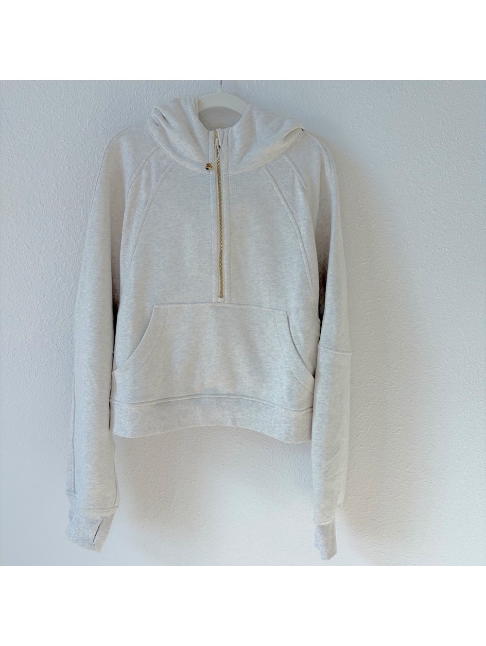 Lululemon Scuba Oversized Half Zip Hoodie Heathered Bone Gold Size XL / XXL New